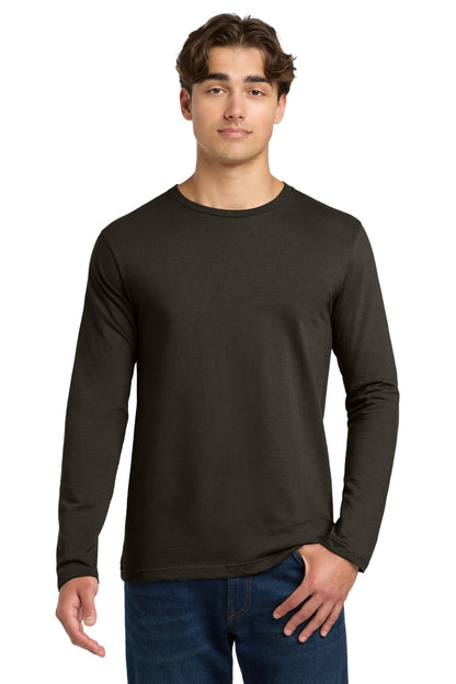 Front View of Dark Chocolate Gildan Softstyle Long Sleeve T-Shirt. 64400 plain