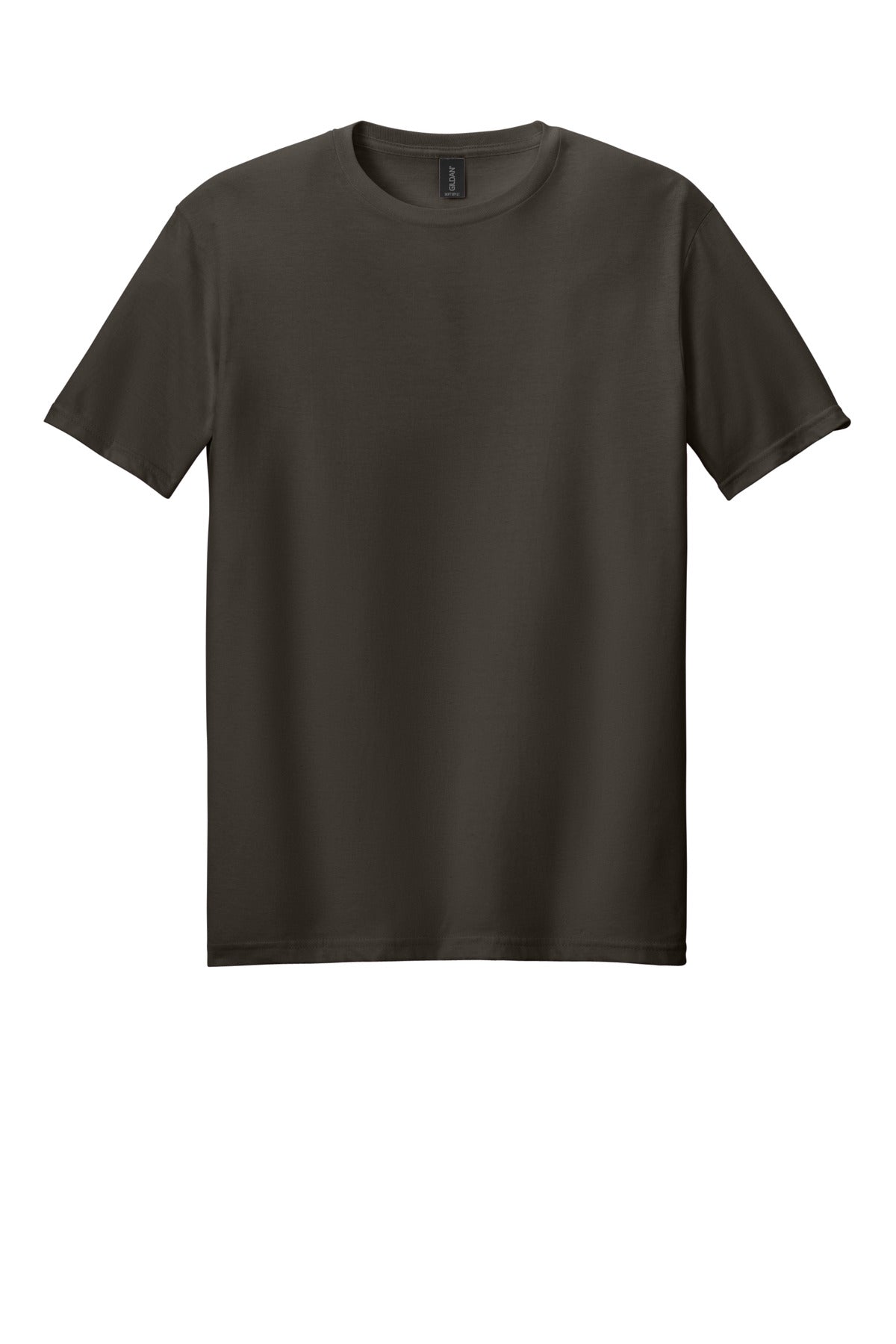 Front View of Dark Chocolate Gildan Softstyle T-Shirt. 64000 plain