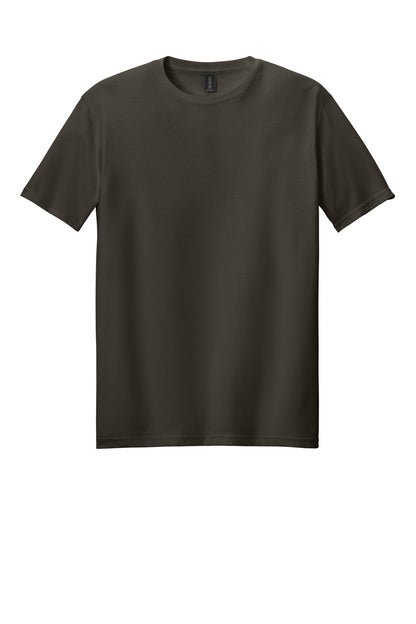 Front View of Dark Chocolate Gildan Softstyle T-Shirt. 64000 plain