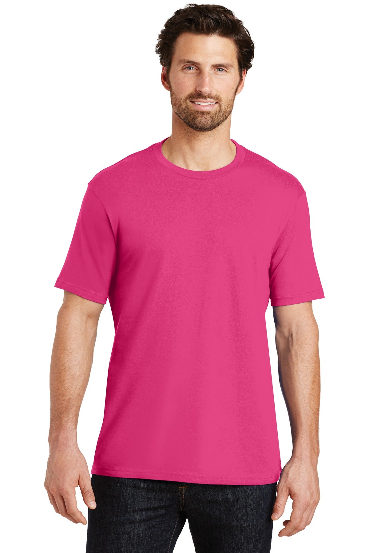 Front View of Dark Fuchsia District Perfect Weight Tee. DT104 plain
