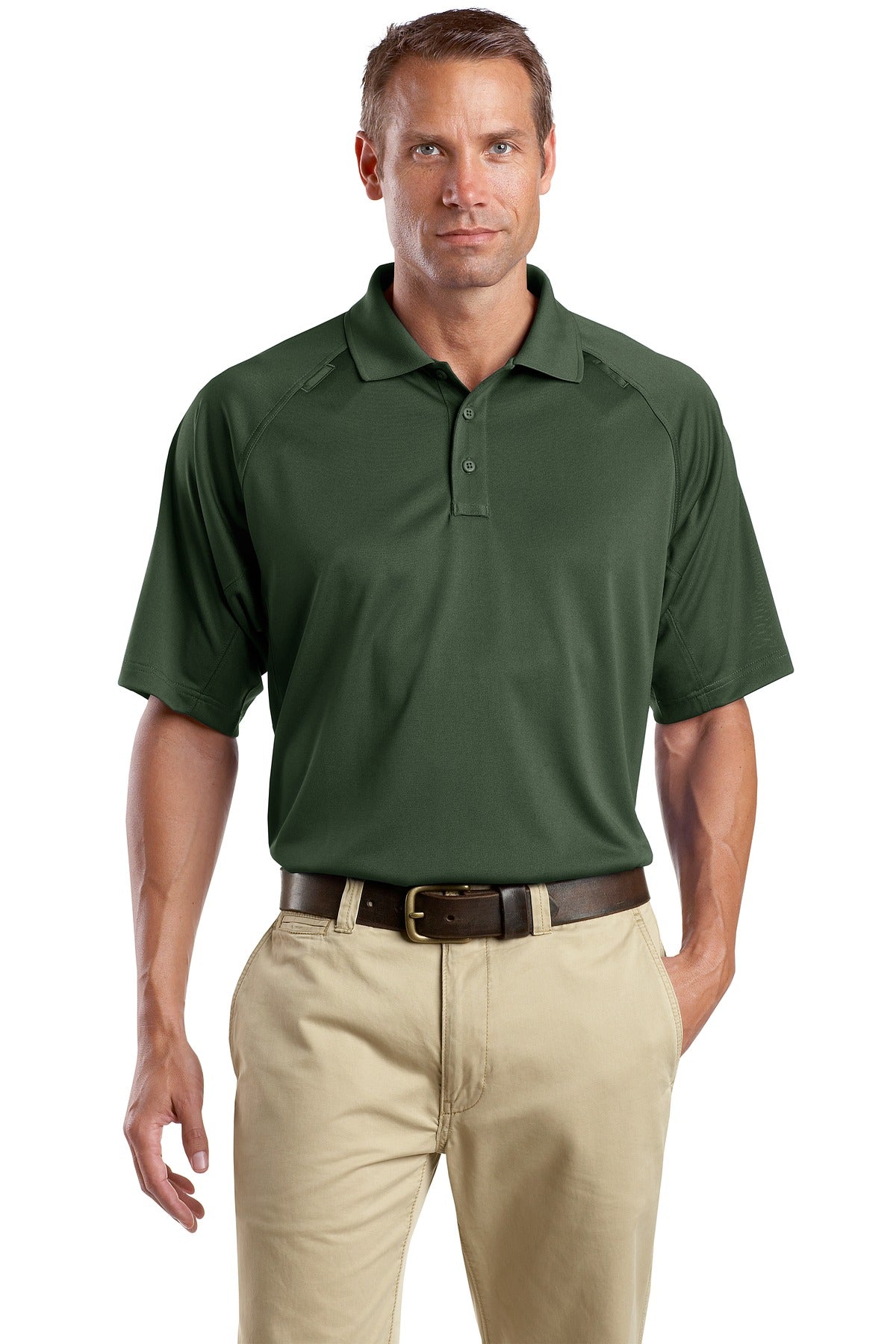 Front View of Dark Green CornerStone - Select Snag-Proof Tactical Polo. CS410 plain