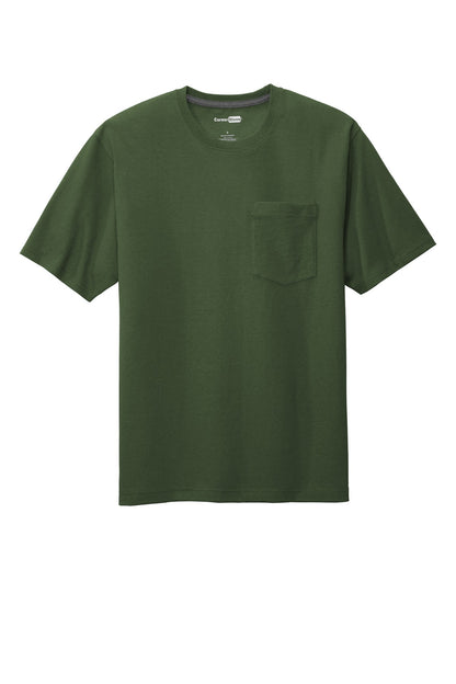 Front View of Dark Green CornerStone Workwear Pocket Tee CS430 plain