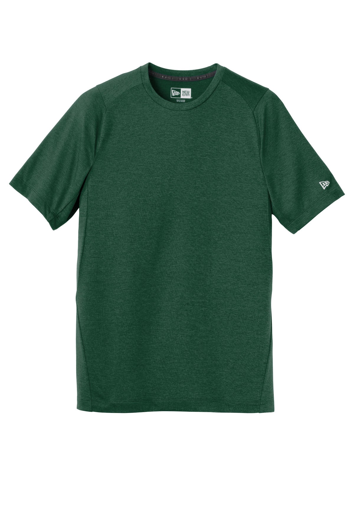 Front View of Dark Green New Era Series Performance Crew Tee. NEA200 plain