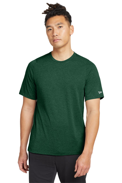 Front View of Dark Green New Era Series Performance Crew Tee. NEA200 plain