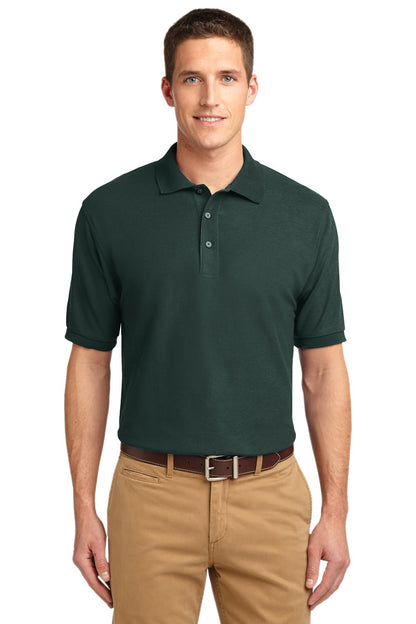 Front View of Dark Green Port Authority Silk Touch Polo K500 plain