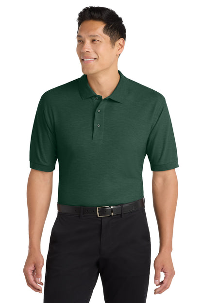 Front View of Dark Green Port Authority Silk Touch Polo K500 plain