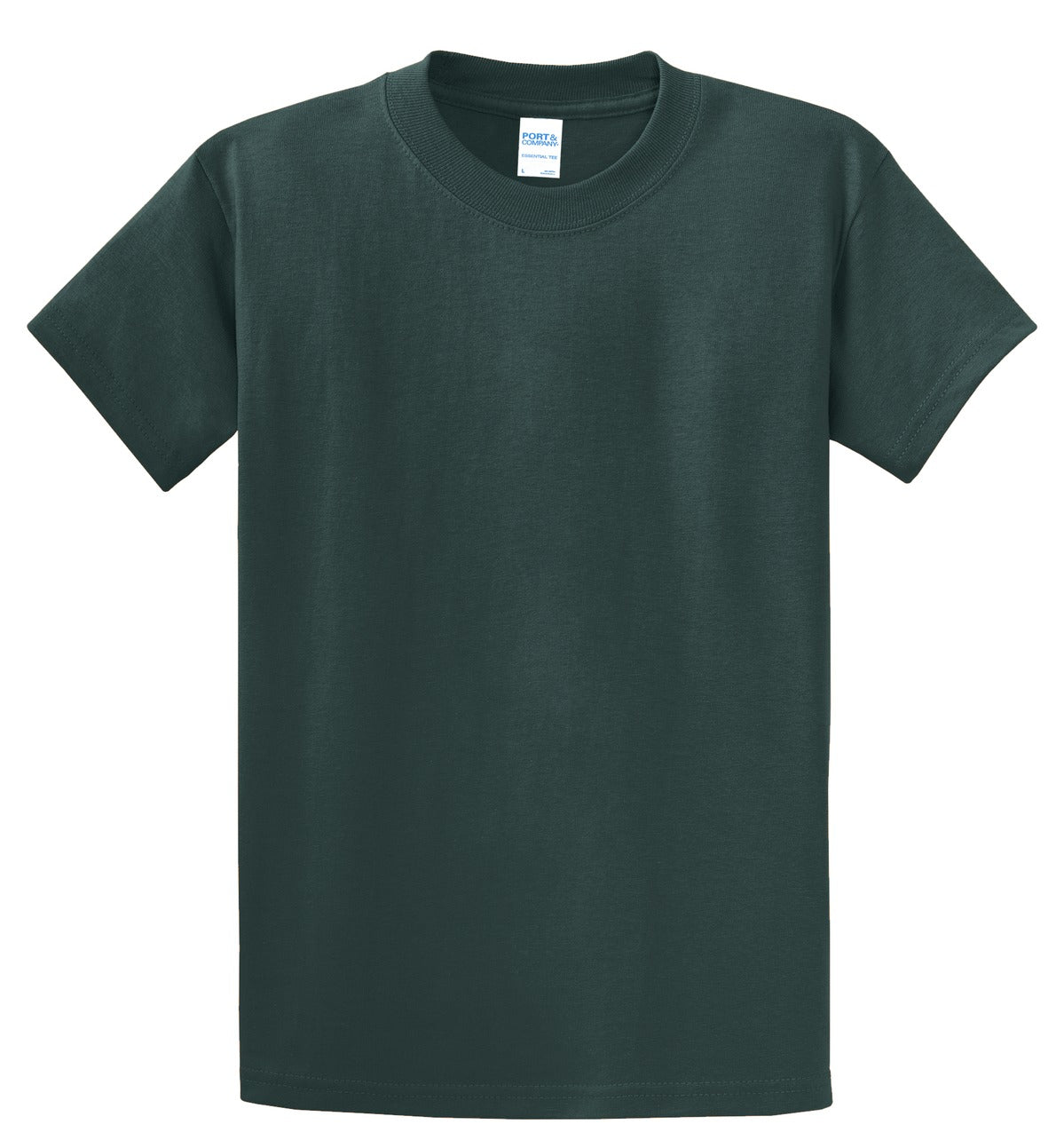 Front View of Dark Green Port & Co Essential Tee. PC61 plain