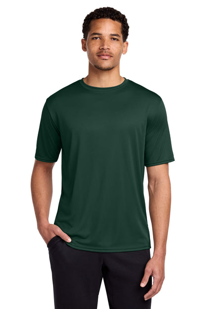 Front View of Dark Green Port & Co Performance Tee. PC380 plain