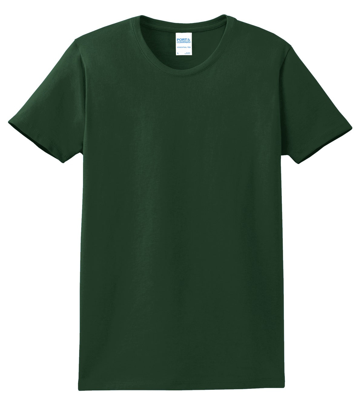 Front View of Dark Green Port & Co Women's Essential Tee. LPC61 plain