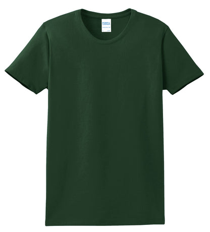 Front View of Dark Green Port & Co Women's Essential Tee. LPC61 plain