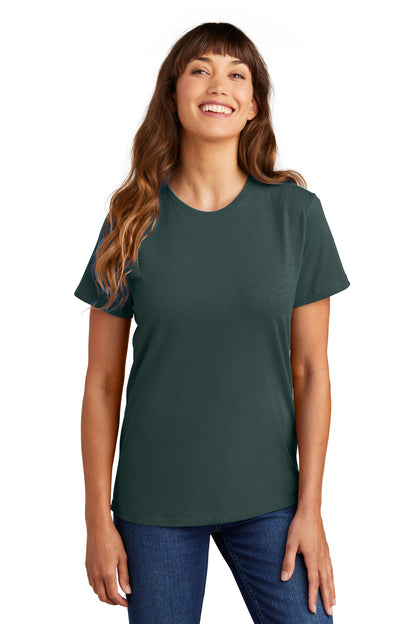 Front View of Dark Green Port & Co Women's Essential Tee. LPC61 plain