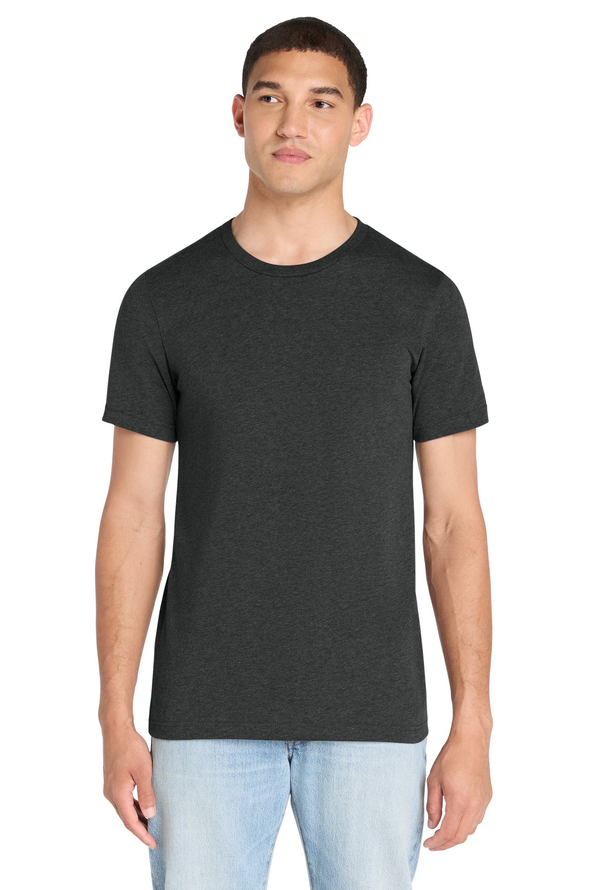 Front View of Dark Grey Ht BELLA+CANVAS Unisex Heather CVC Short Sleeve Tee. BC3001CVC plain