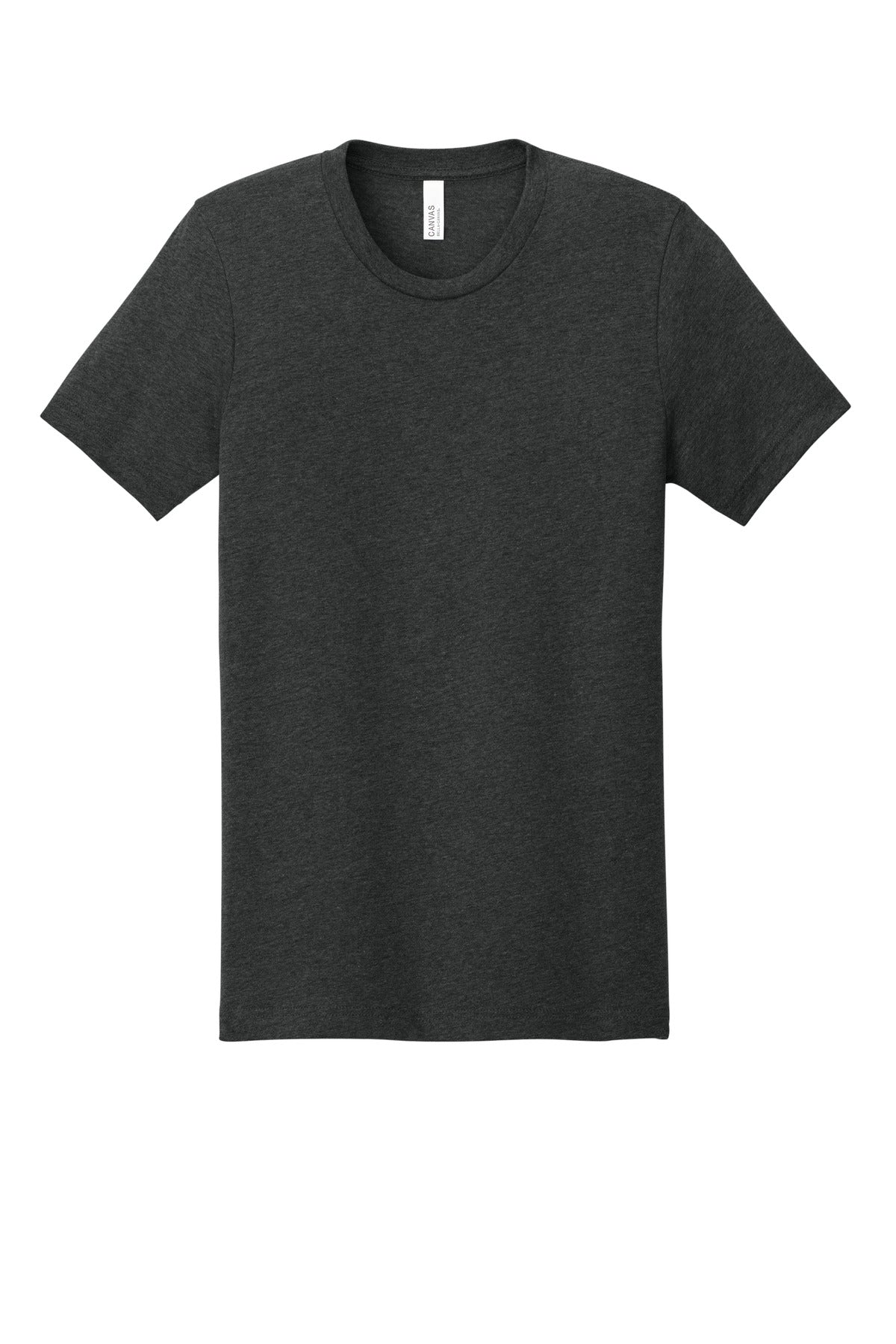 Front View of Dark Grey Ht BELLA+CANVAS Unisex Heather CVC Short Sleeve Tee. BC3001CVC plain