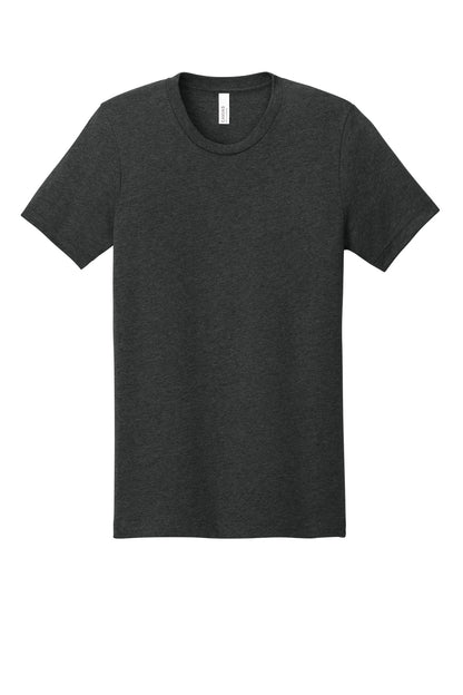 Front View of Dark Grey Ht BELLA+CANVAS Unisex Heather CVC Short Sleeve Tee. BC3001CVC plain