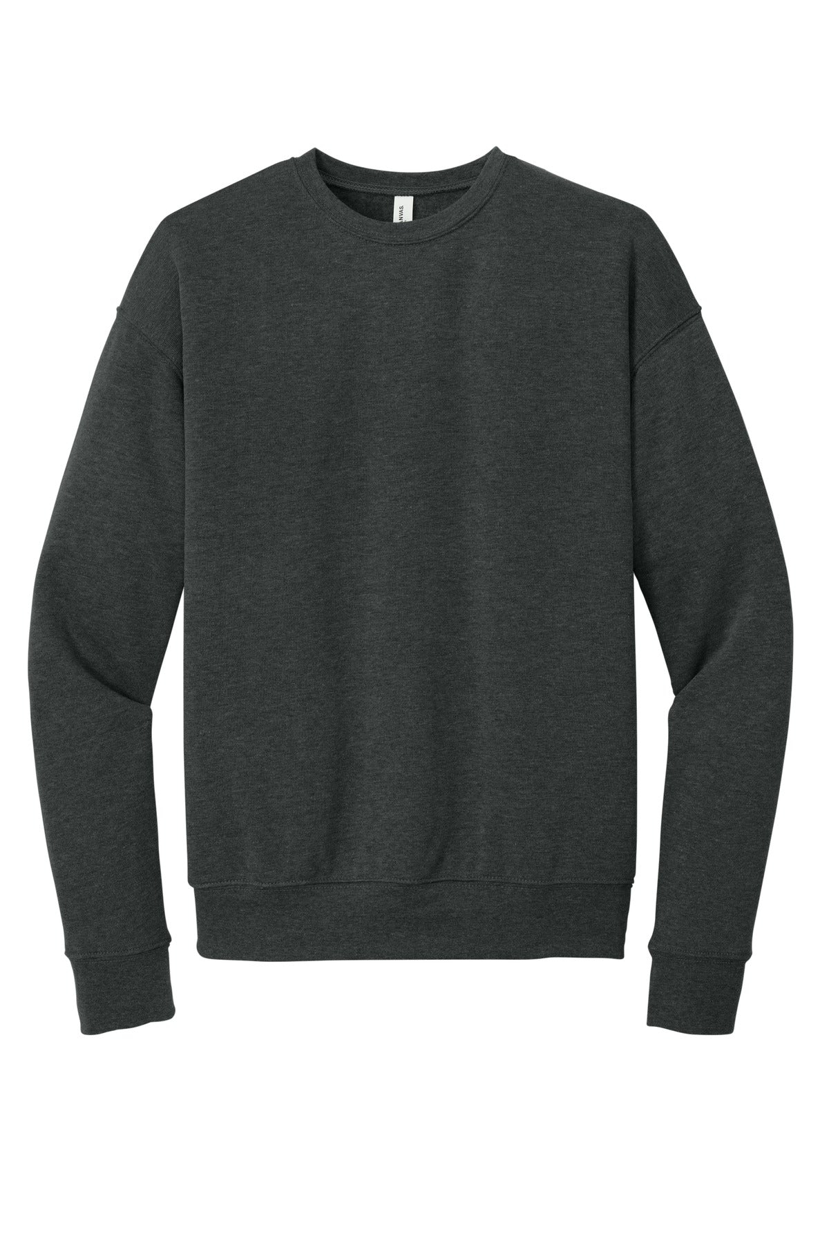 Front View of Dark Grey Ht BELLA+CANVAS Unisex Sponge Fleece Drop Shoulder Sweatshirt. BC3945 plain