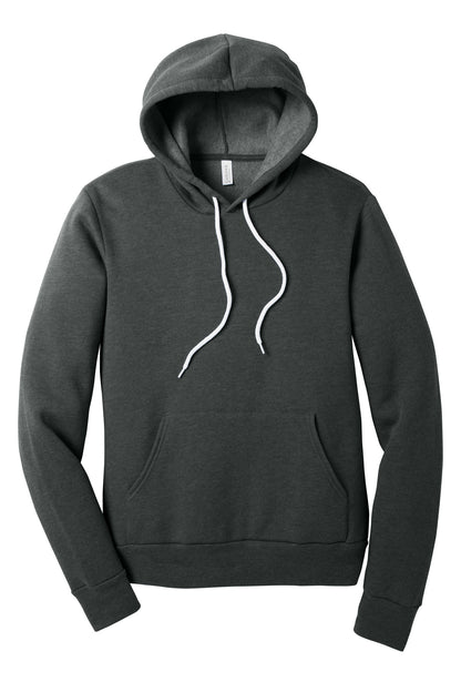 Front View of Dark Grey Ht BELLA+CANVAS Unisex Sponge Fleece Pullover Hoodie. BC3719 plain