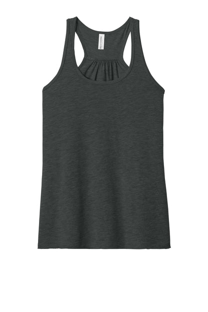 Front View of Dark Grey Ht BELLA+CANVAS Women's Flowy Racerback Tank. BC8800 plain