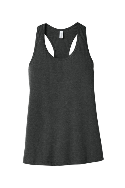 Front View of Dark Grey Ht BELLA+CANVAS Women's Jersey Racerback Tank. BC6008 plain