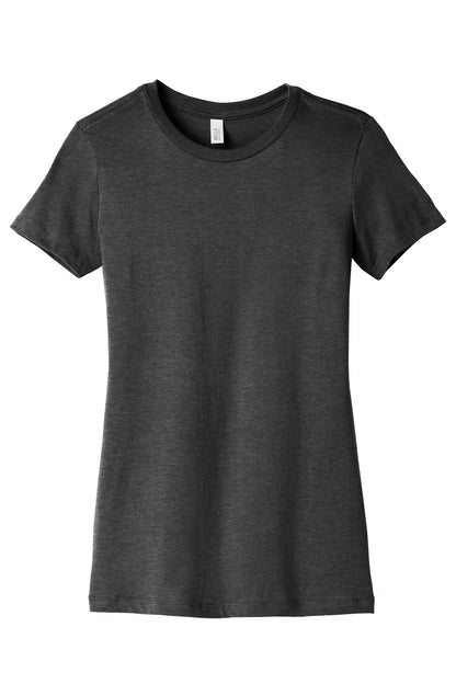 Front View of Dark Grey Ht BELLA+CANVAS Women's Slim Fit Tee. BC6004 plain