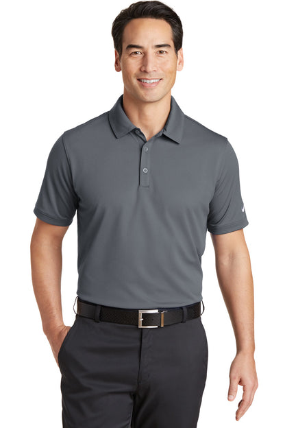 Front View of Dark Grey Nike Dri-FIT Solid Icon Pique Modern Fit Polo. 746099 plain