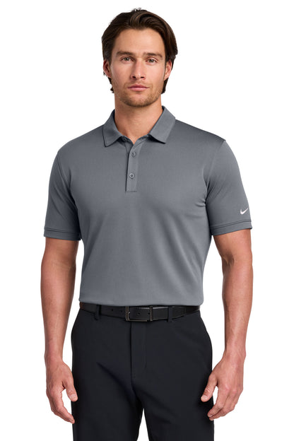 Front View of Dark Grey Nike Dri-FIT Solid Icon Pique Modern Fit Polo. 746099 plain