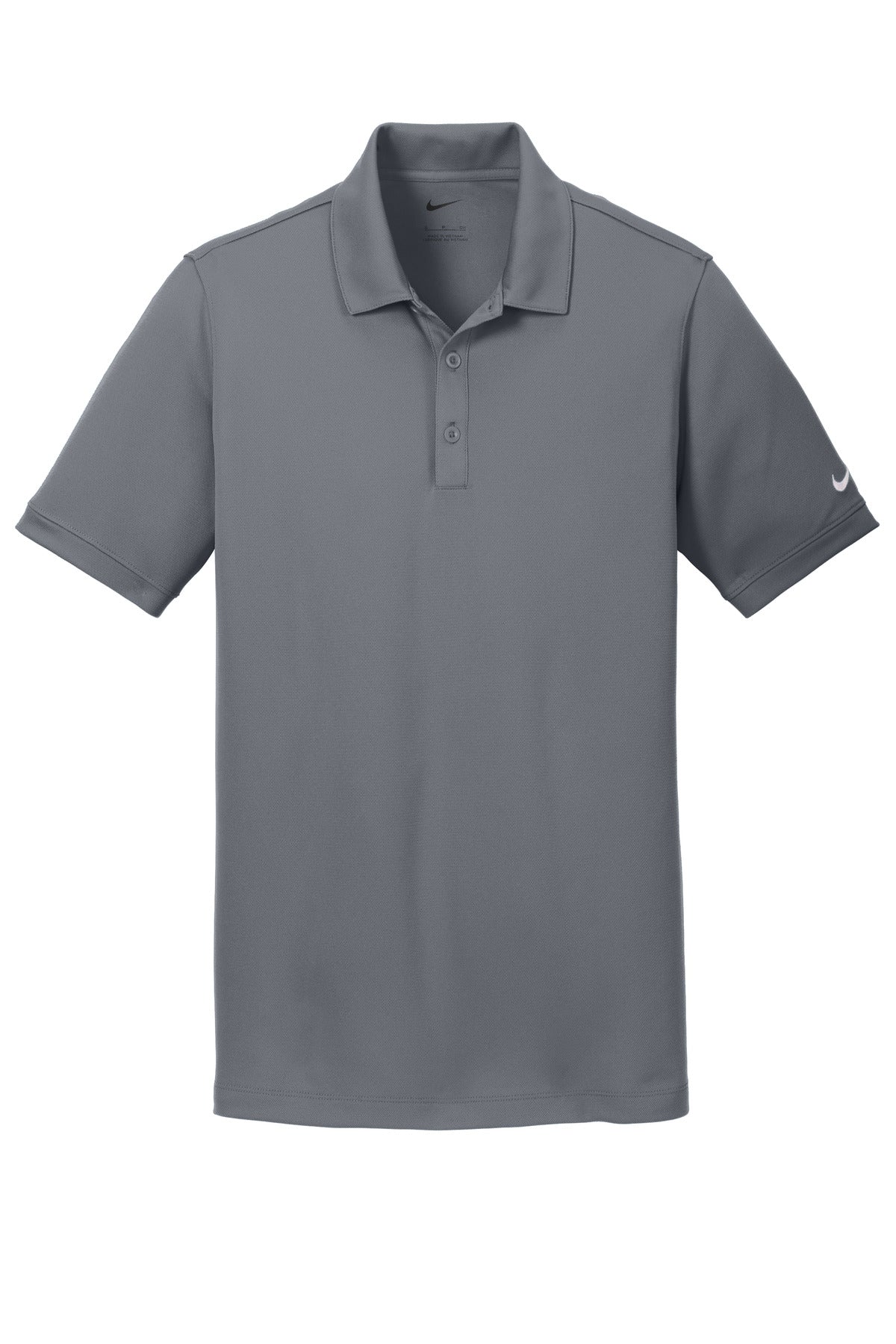 Front View of Dark Grey Nike Dri-FIT Solid Icon Pique Modern Fit Polo. 746099 plain