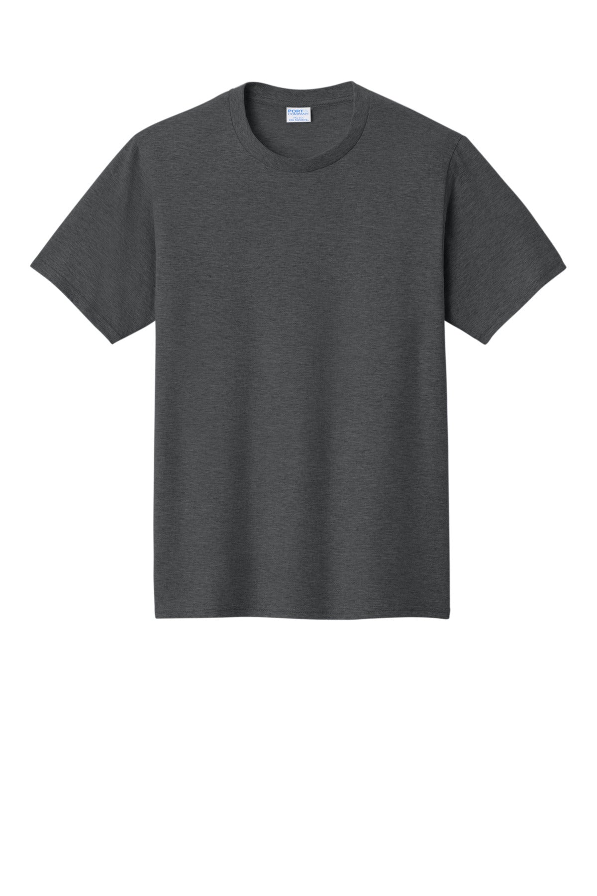 Front View of Dark Hthr Grey Port & Co Fan Favorite Tee. PC450 plain