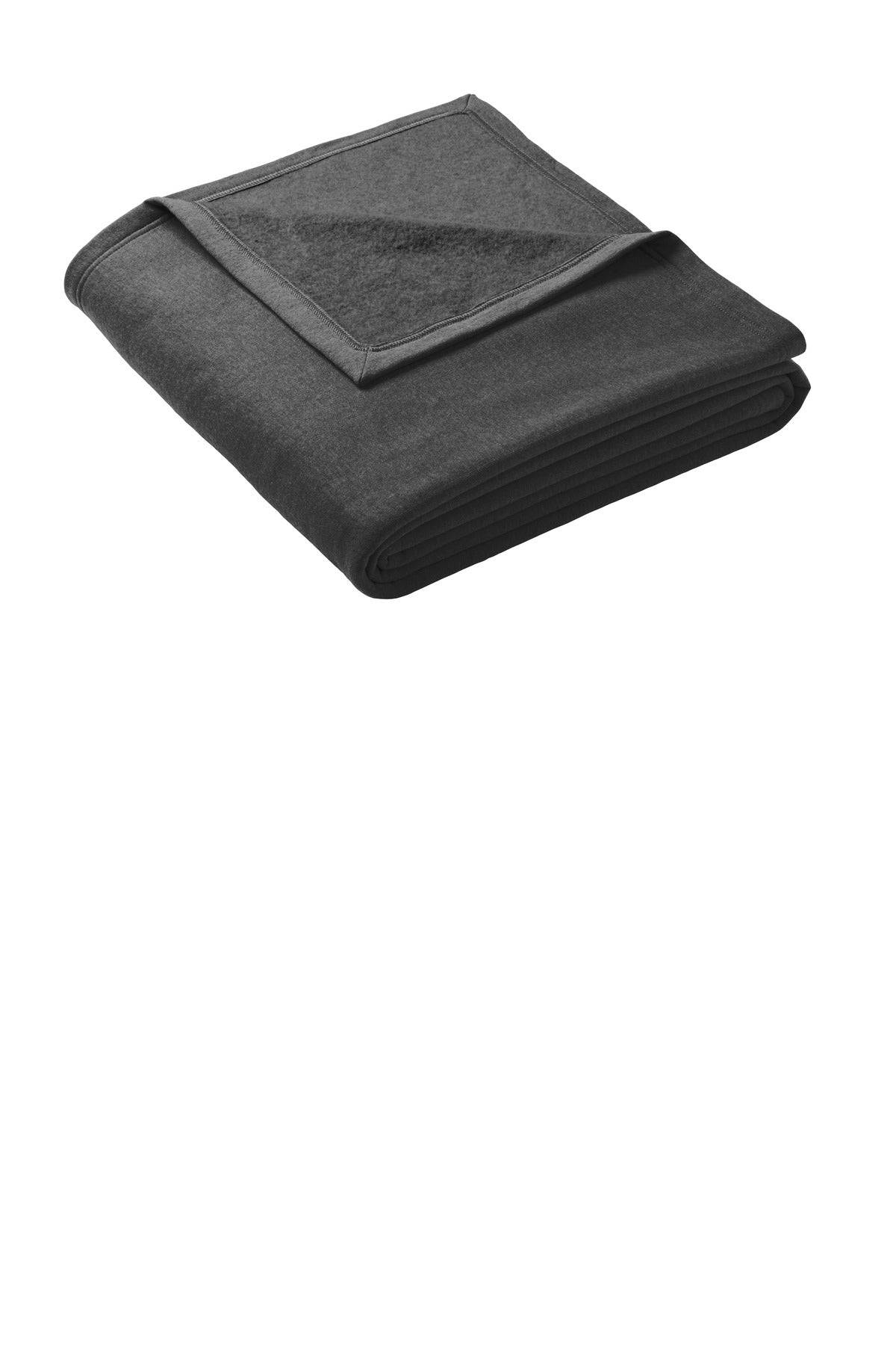 Front View of Dark Hthr Grey Port & Co Oversized Core Fleece Sweatshirt Blanket BP79 plain