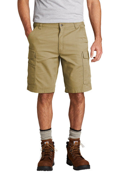 Front View of Dark Khaki Carhartt Rugged Flex Rigby Cargo Short CT103542 plain