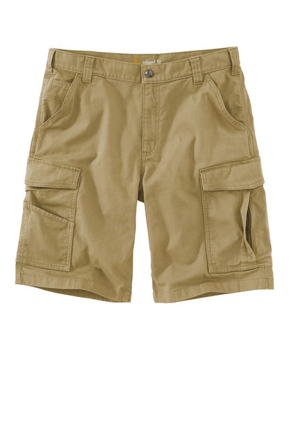 Front View of Dark Khaki Carhartt Rugged Flex Rigby Cargo Short CT103542 plain