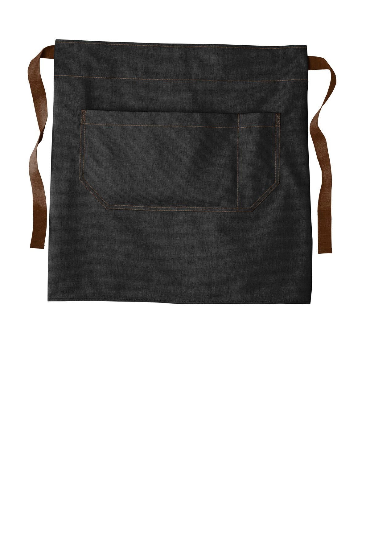 Front View of Dark Midnight Port Authority Market Half Bistro Apron. A801 plain