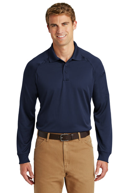 Front View of Dark Navy CornerStone - Select Long Sleeve Snag-Proof Tactical Polo. CS410LS plain