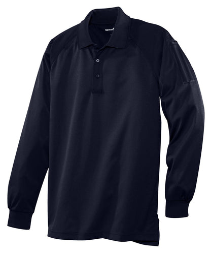 Front View of Dark Navy CornerStone - Select Long Sleeve Snag-Proof Tactical Polo. CS410LS plain