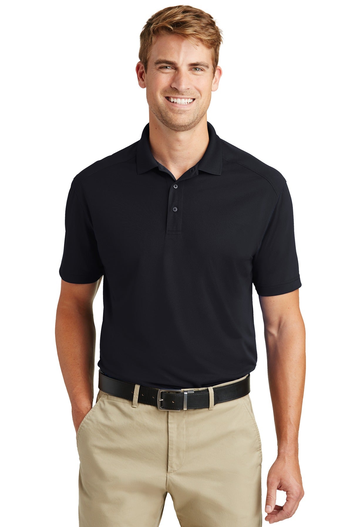 Front View of Dark Navy CornerStone Tall Select Lightweight Snag-Proof Polo TLCS418 plain