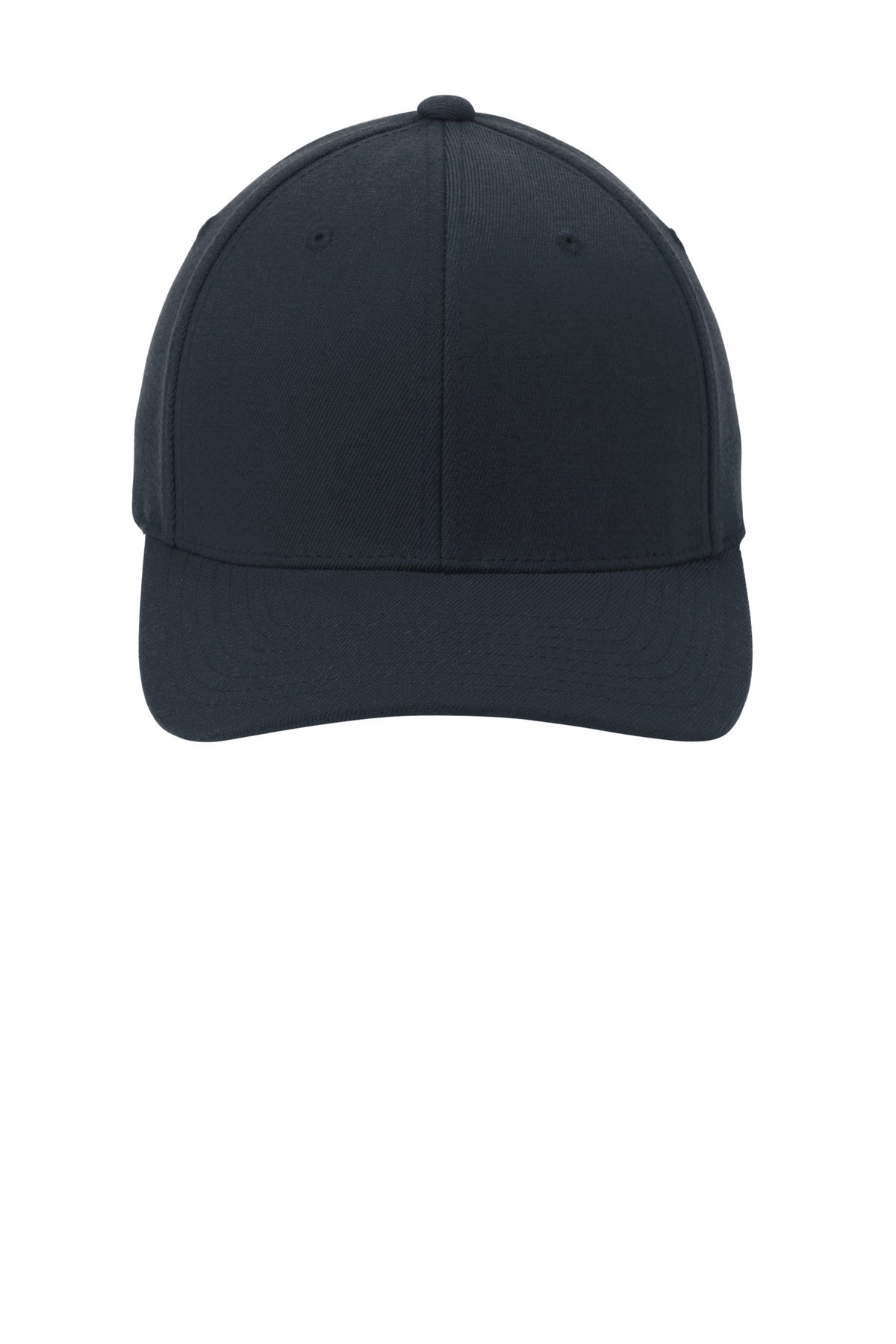 Front View of Dark Navy Port Authority Flexfit Wool Blend Cap. C928 plain