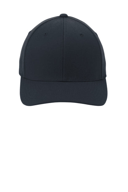 Front View of Dark Navy Port Authority Flexfit Wool Blend Cap. C928 plain