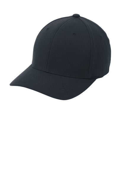Front View of Dark Navy Port Authority Flexfit Wool Blend Cap. C928 plain
