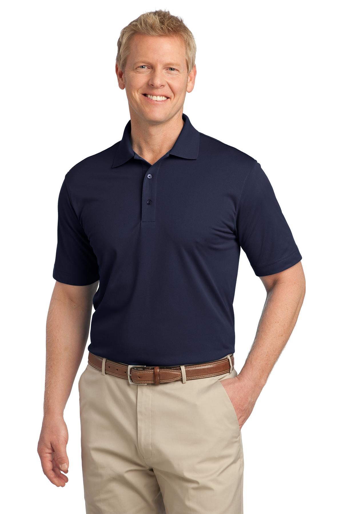 Front View of Dark Navy Port Authority Tech Pique Polo. K527 plain