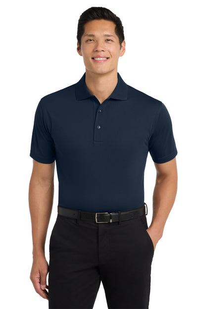 Front View of Dark Navy Port Authority Tech Pique Polo. K527 plain