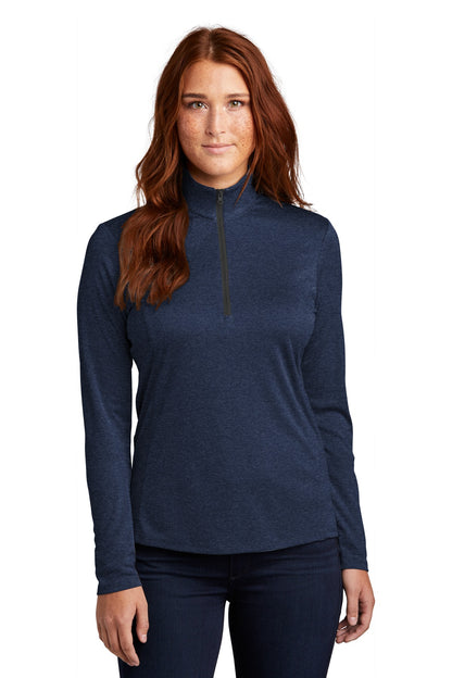 Front View of Dark Royal Hth Sport-Tek Women's Endeavor 1/2-Zip Pullover. LST469 plain