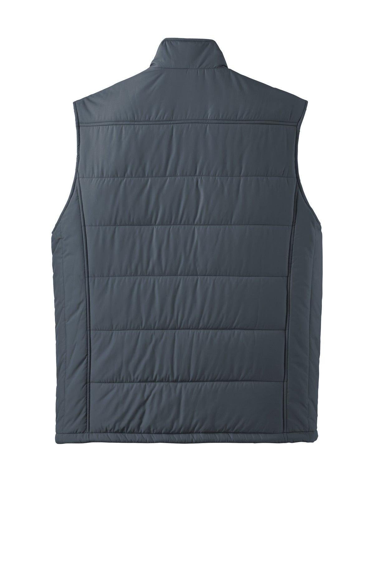 Front View of Dark Slate Port Authority Puffy Vest. J709 plain