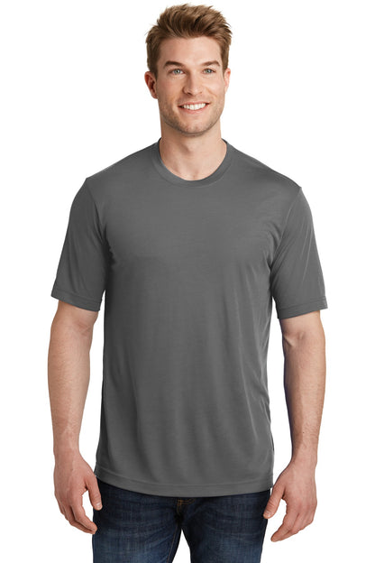 Front View of Dark Smoke Gry Sport-Tek PosiCharge Competitor Cotton Touch Tee. ST450 plain
