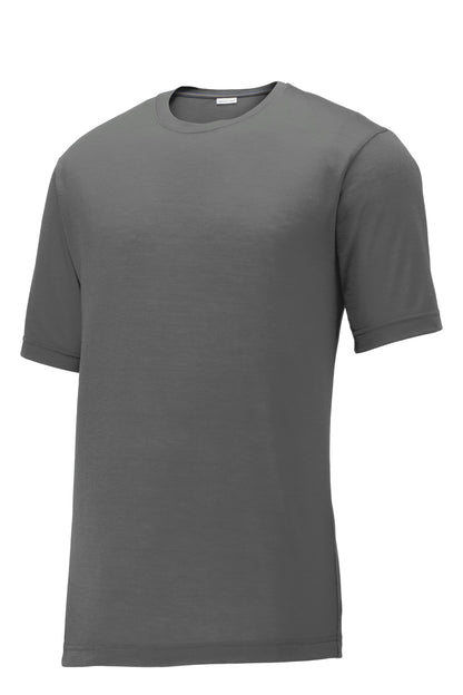 Front View of Dark Smoke Gry Sport-Tek PosiCharge Competitor Cotton Touch Tee. ST450 plain