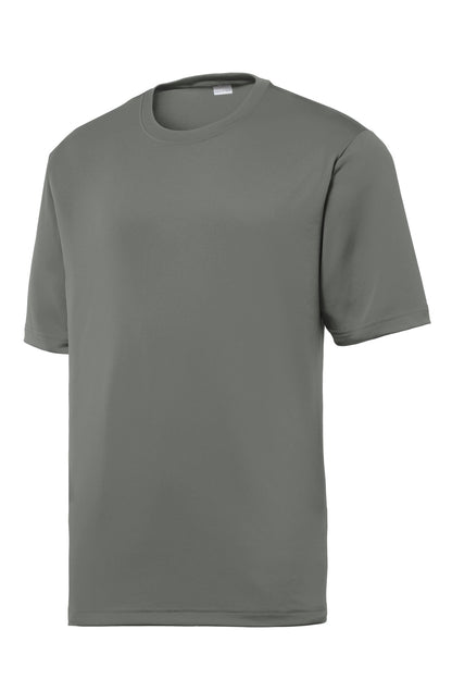 Front View of Dark Smoke Gry Sport-Tek PosiCharge Tough Tee . ST320 plain
