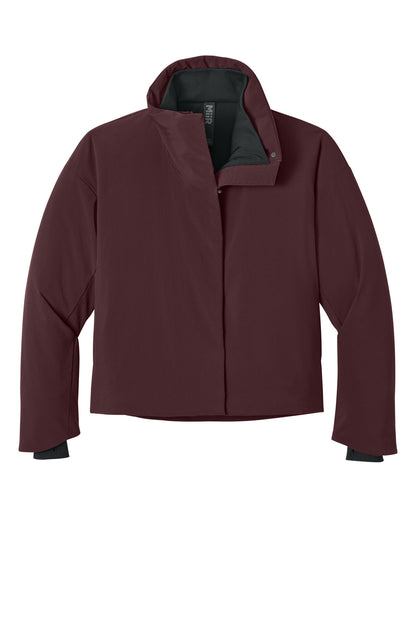 Front View of DarkFig MiiR Women's Sashiko Full-Zip Stretch Puffy MRAW440 plain