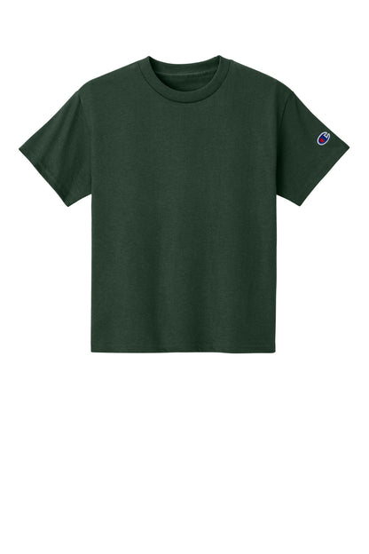 Front View of DarkGreen Champion Youth Jersey Short Sleeve Tee CH1081 plain