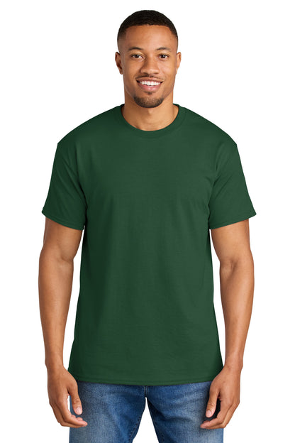 Front View of DarkGreen Gildan DryBlend 50 Cotton/50 Poly T-Shirt. 8000 plain