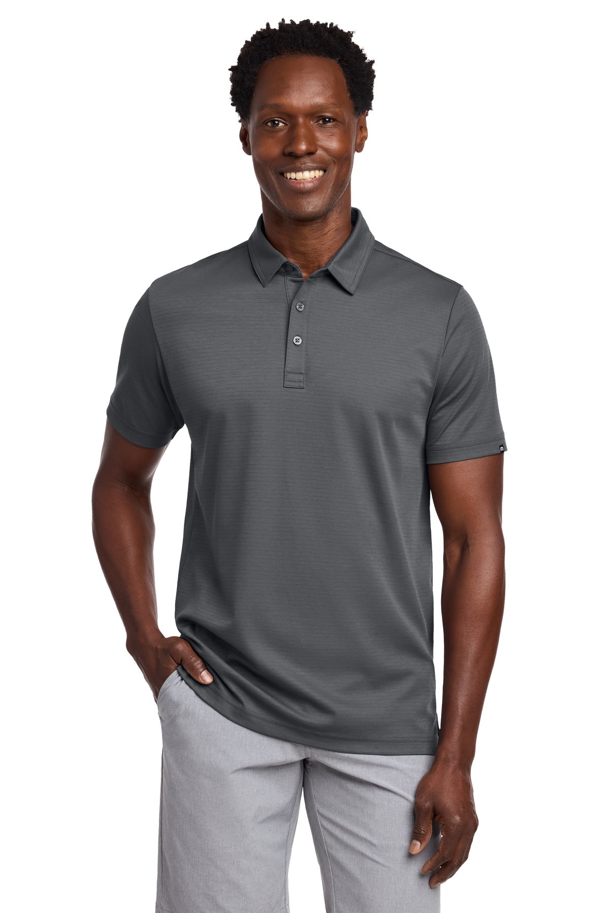 Front View of DarkGrey TravisMathew Bayfront Solid Polo TM1MY399 plain