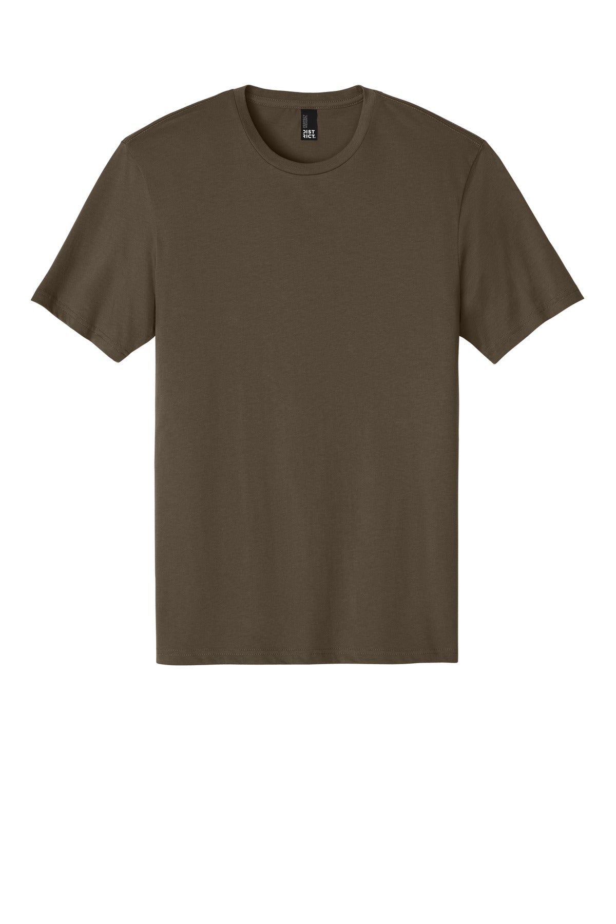 Front View of DarkMocha District Perfect Weight Tee. DT104 plain
