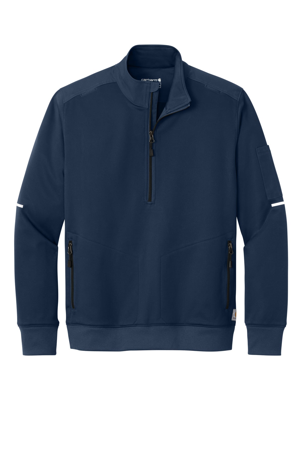 Front View of DarkNavy Carhartt FLD & RSCU 1/2-Zip Mid-Layer CTC86912 plain